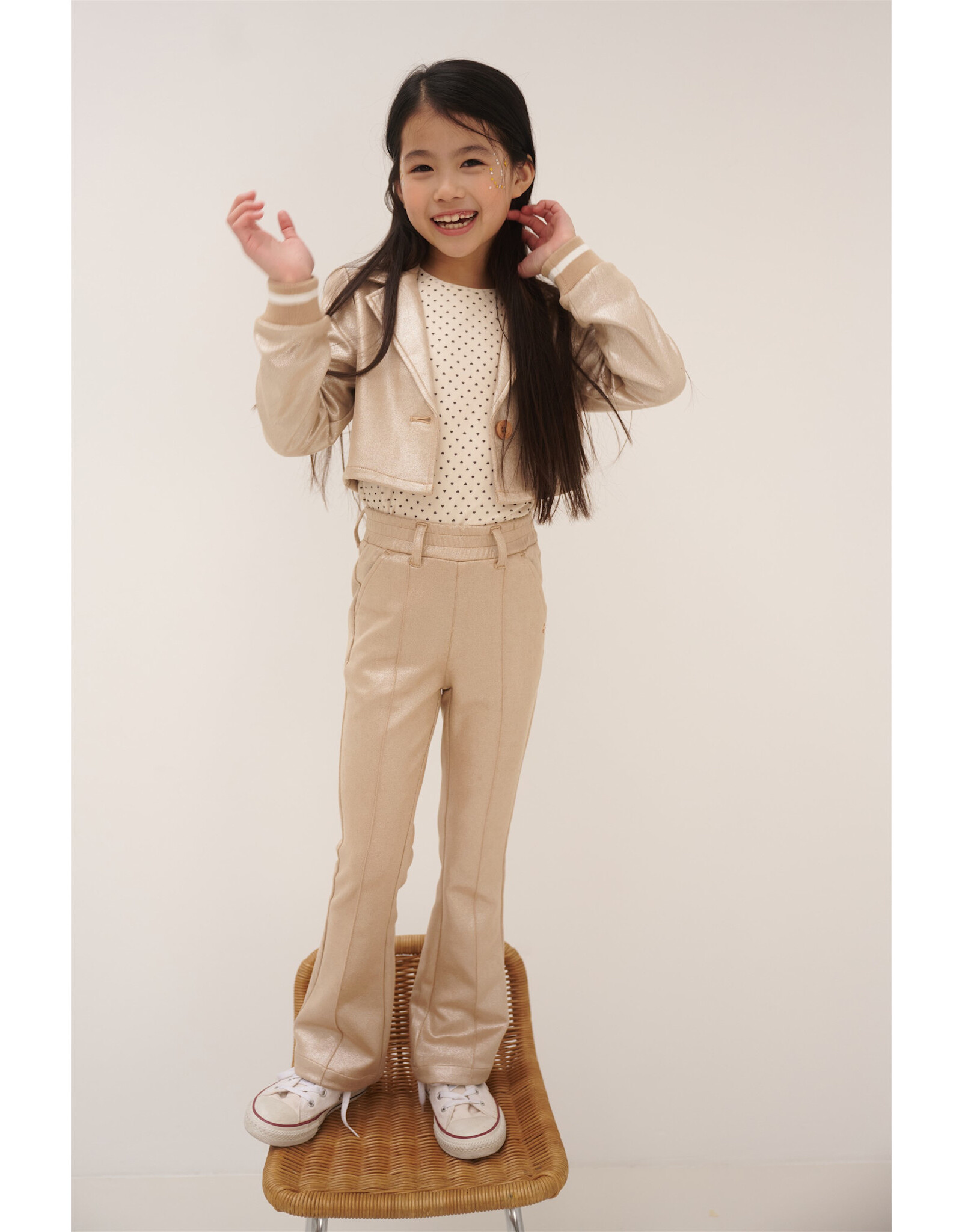 Nono Soy Suede foil printed flared pants Light Gold