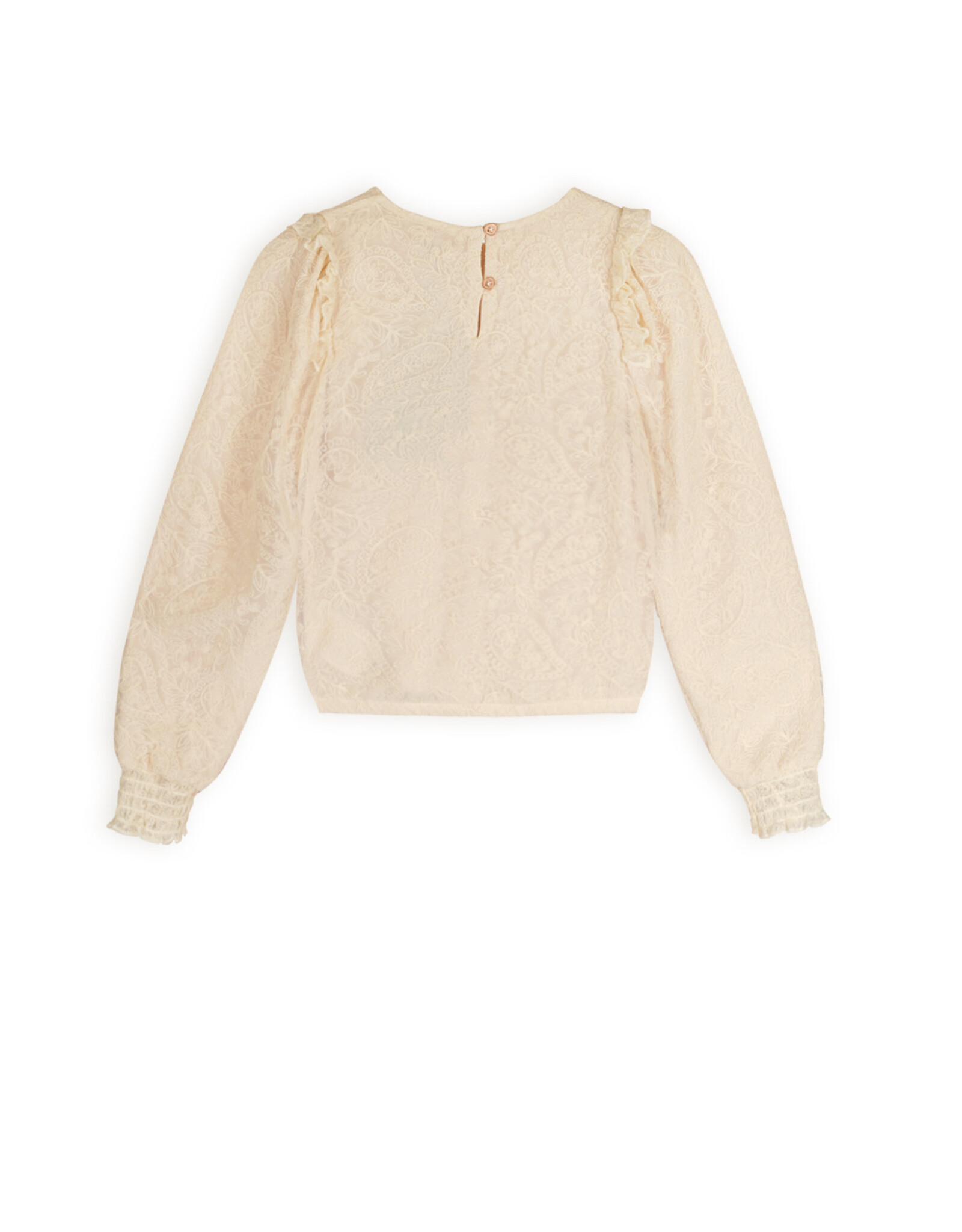 Nono Tirzy embroidered mesh blouse l/sl Pearled Ivory