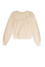 Nono Tirzy embroidered mesh blouse l/sl Pearled Ivory