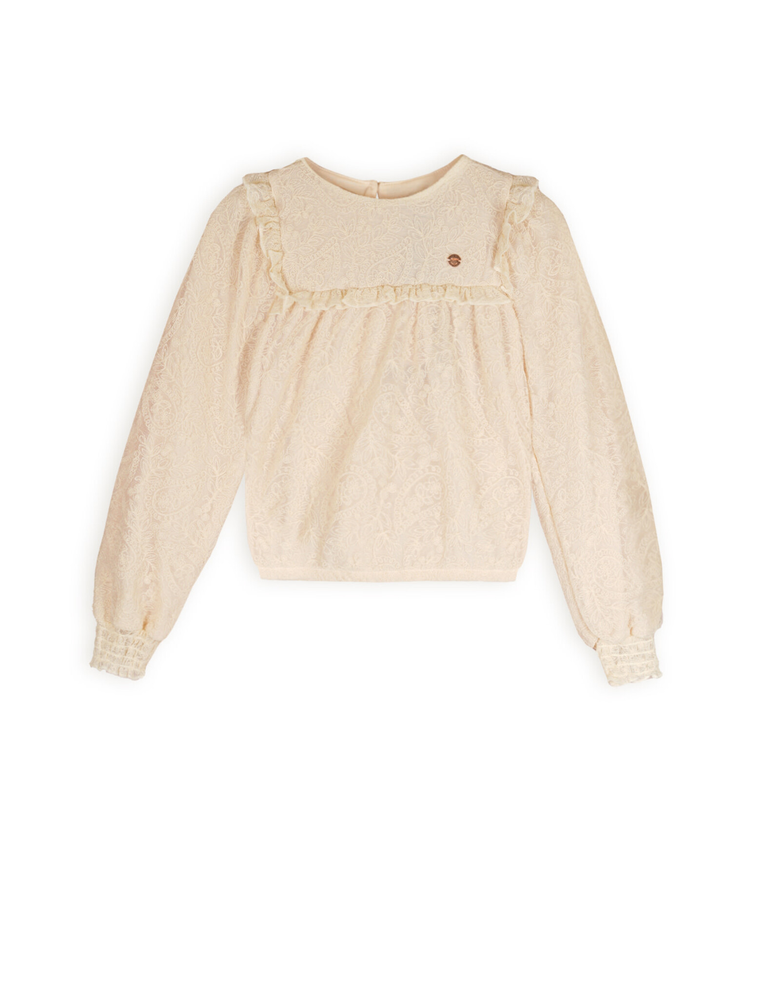 Nono Tirzy embroidered mesh blouse l/sl Pearled Ivory