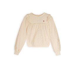 Nono Tirzy embroidered mesh blouse l/sl Pearled Ivory