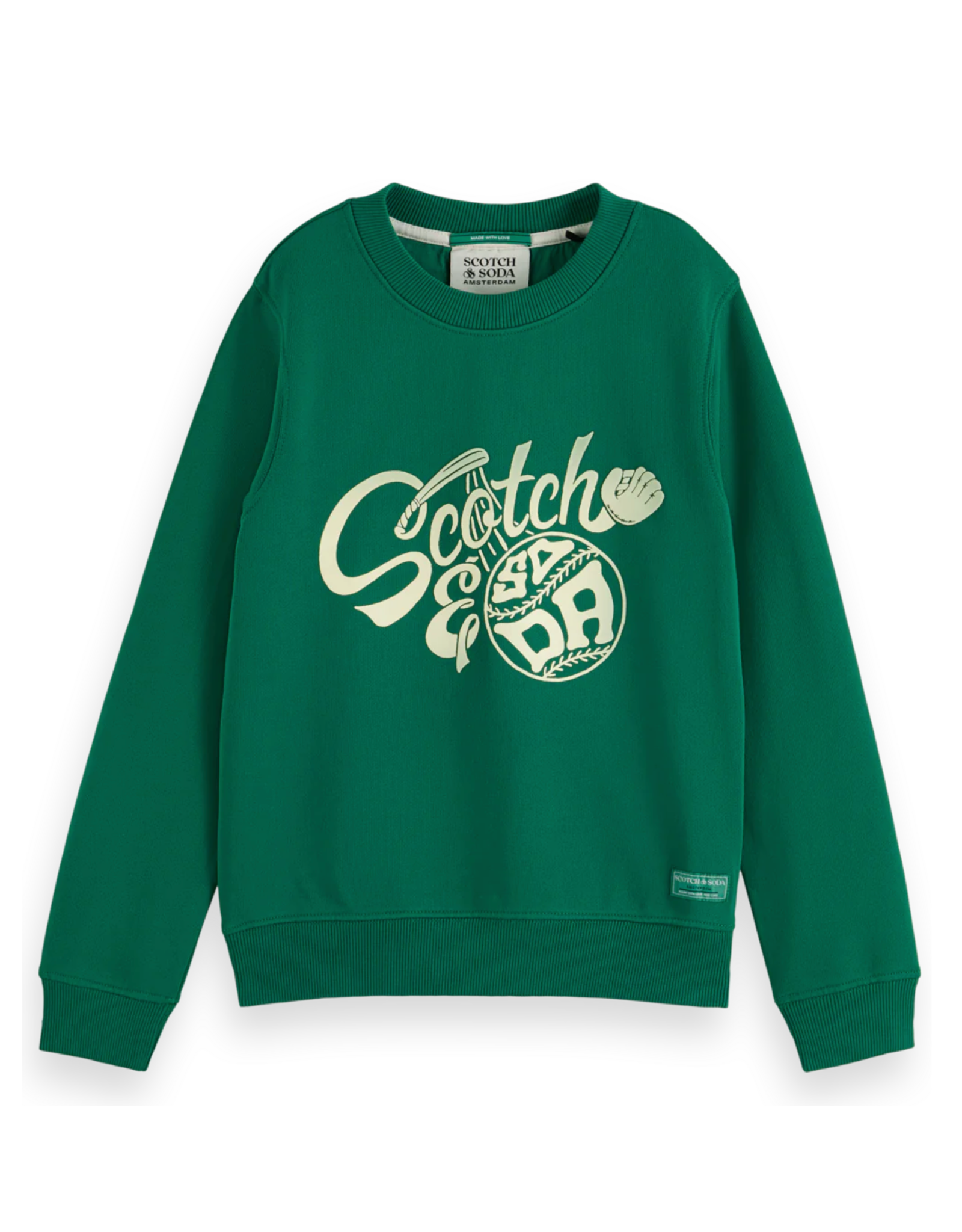 Scotch & Soda Regular-fit crewneck with chest artwork DARK GREEN