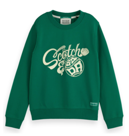 Scotch & Soda Regular-fit crewneck with chest artwork DARK GREEN