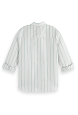 Scotch & Soda Yarn-dyed linen blend long-sleeved shirt WHITE/PASTEL
