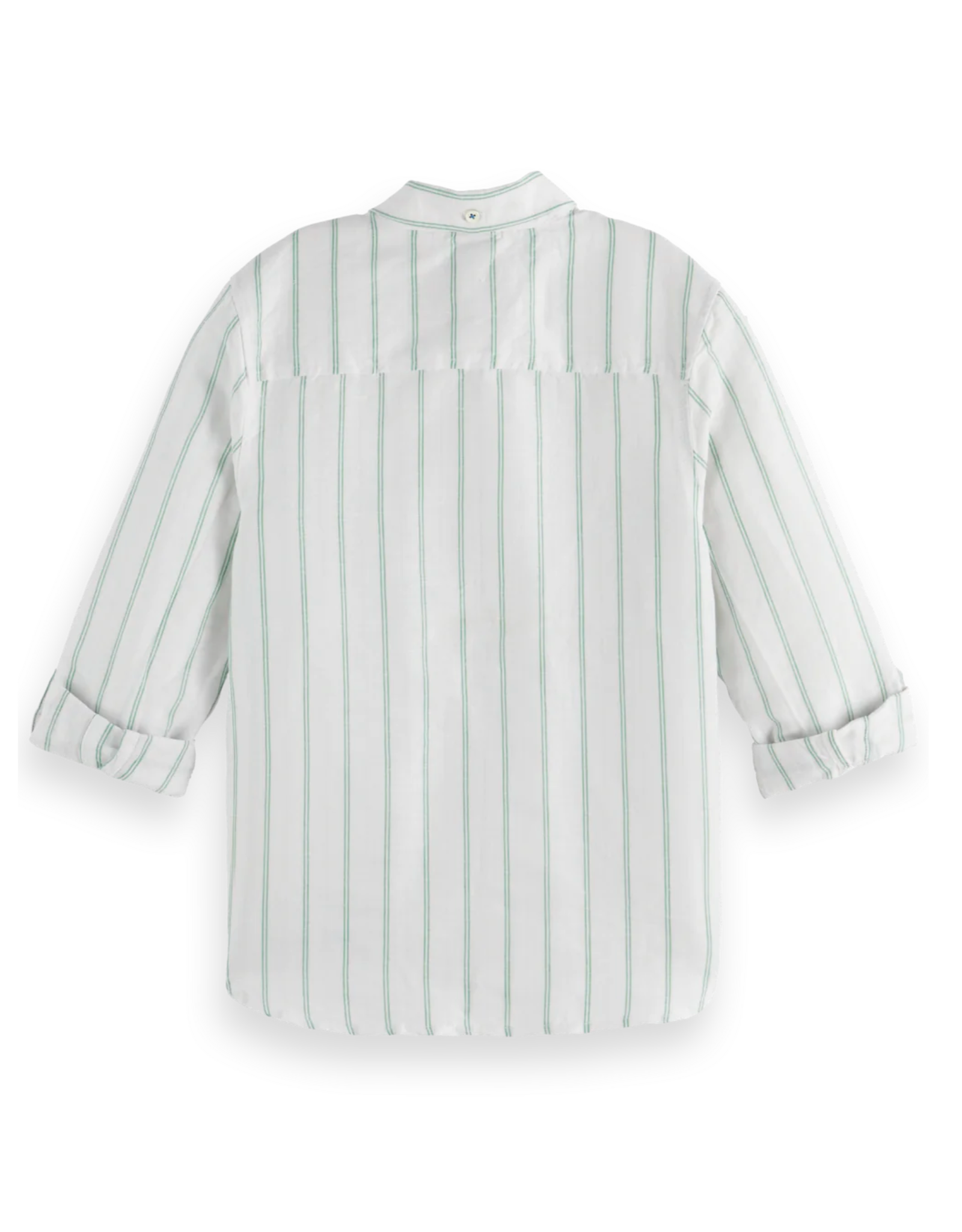 Scotch & Soda Yarn-dyed linen blend long-sleeved shirt WHITE/PASTEL