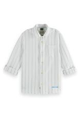 Scotch & Soda Yarn-dyed linen blend long-sleeved shirt WHITE/PASTEL