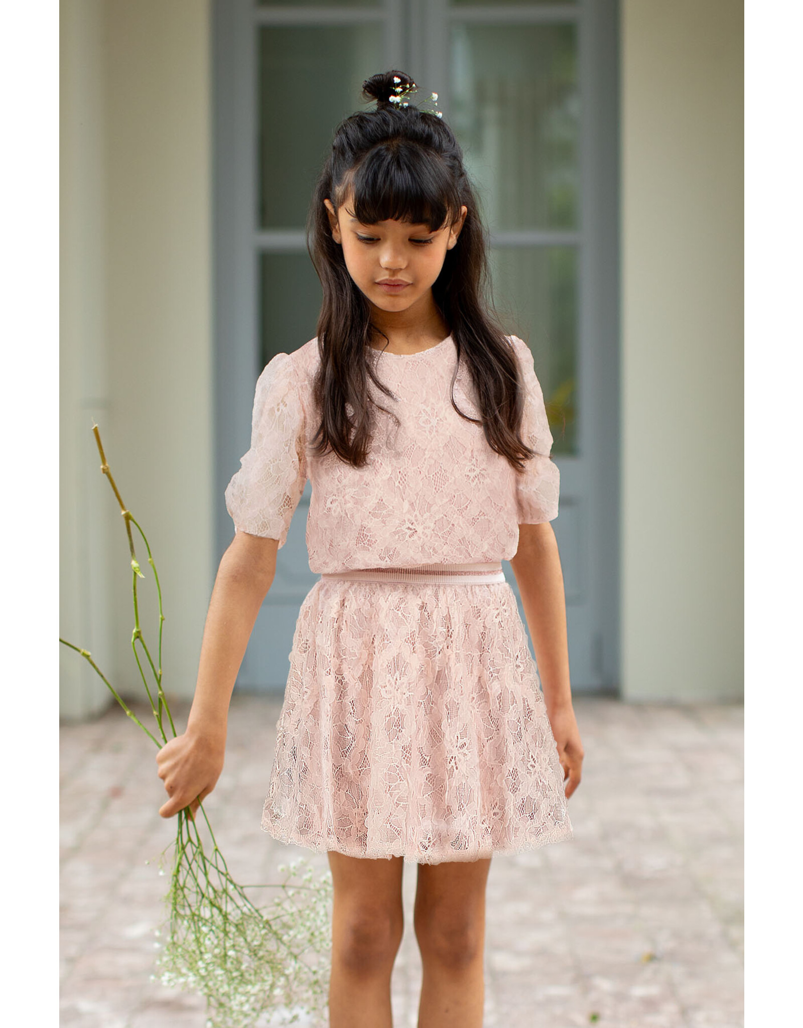 Like Flo Flo girls dress with fancy fabric + lining Blush