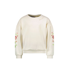Like Flo Flo girls sweater with embroidery on sleeves Off white