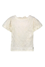 Like Flo Flo girls woven top with balloon sleeves and bow on the back Off white