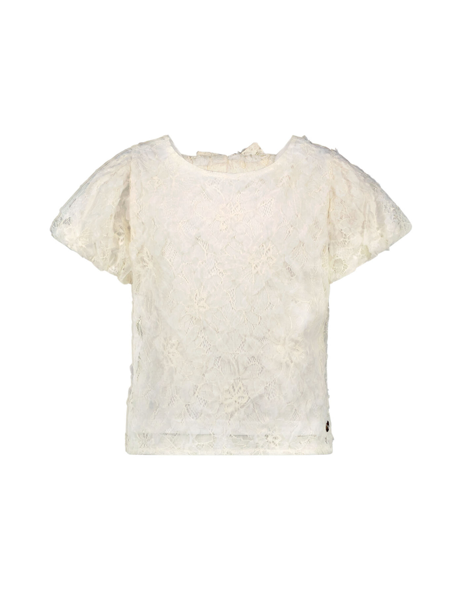 Like Flo Flo girls woven top with balloon sleeves and bow on the back Off white