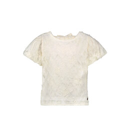 Like Flo Flo girls woven top with balloon sleeves and bow on the back Off white