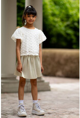Like Flo Flo girls woven top with balloon sleeves and bow on the back Off white
