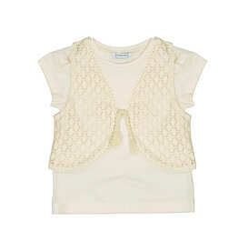 Mayoral S/s shirt w/ vest  Bone
