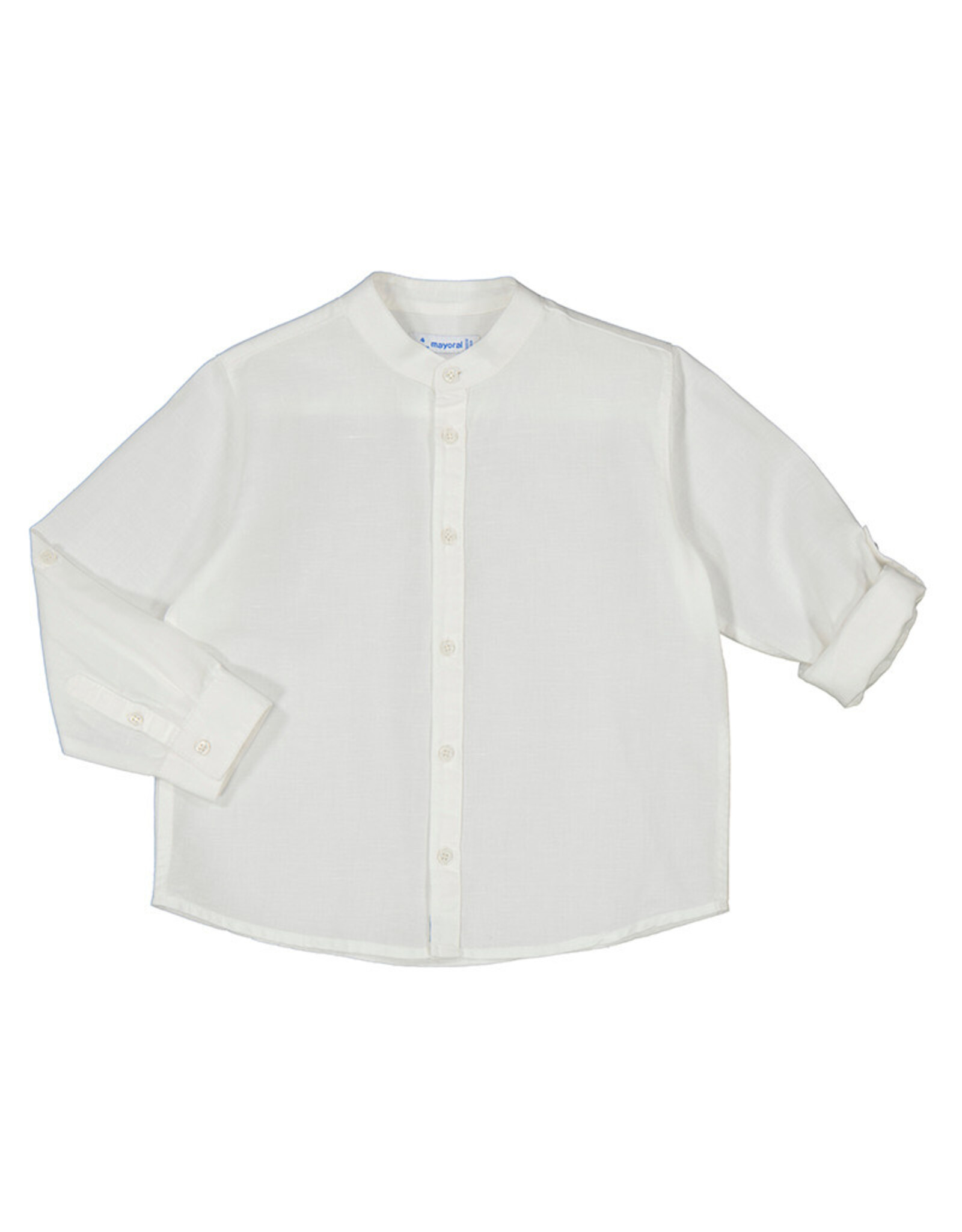 Mayoral L/s mao collar linen shirt  White