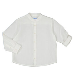 Mayoral L/s mao collar linen shirt  White