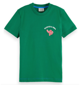 Scotch & Soda Relaxed-fit front and back artwork t-shirt in organic cotton  DARK GREEN