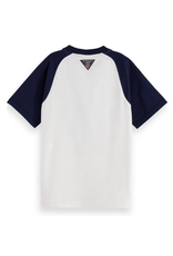 Scotch & Soda Raglan ringer t-shirt with front artwork WHITE/PASTEL