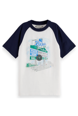 Scotch & Soda Raglan ringer t-shirt with front artwork WHITE/PASTEL