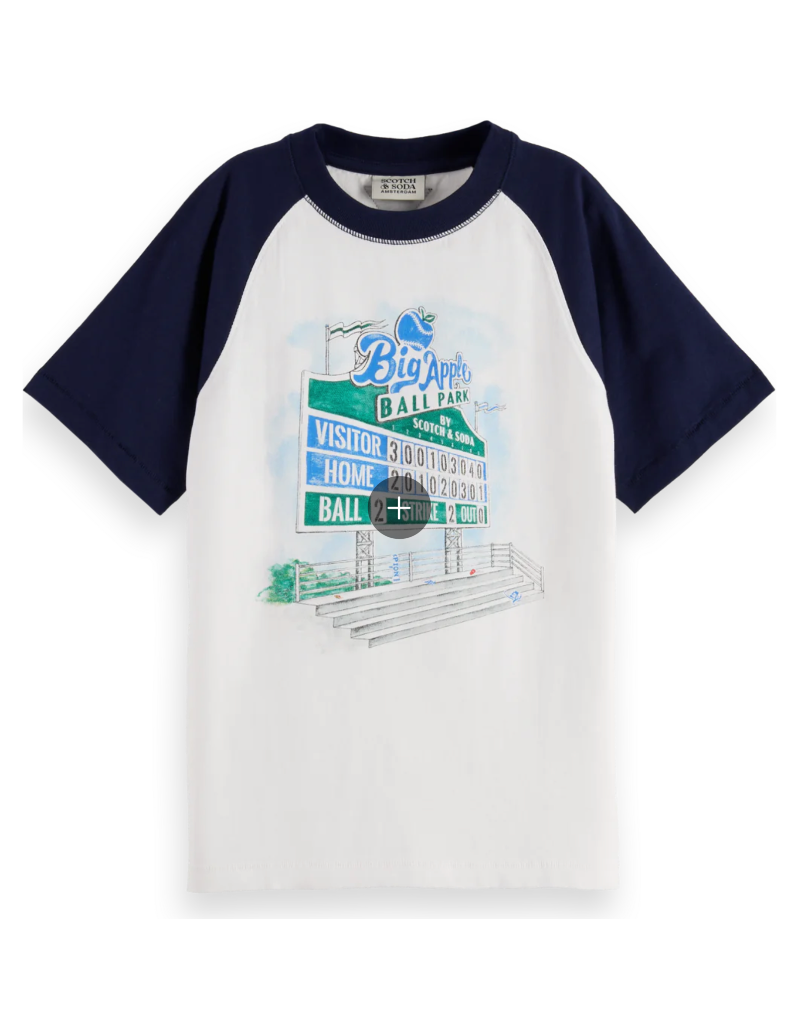 Scotch & Soda Raglan ringer t-shirt with front artwork WHITE/PASTEL