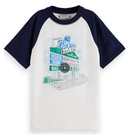 Scotch & Soda Raglan ringer t-shirt with front artwork WHITE/PASTEL