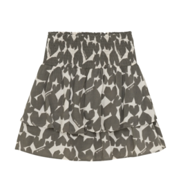 Indian Blue Jeans Skirt Ruffle Heart Charcoal Gray