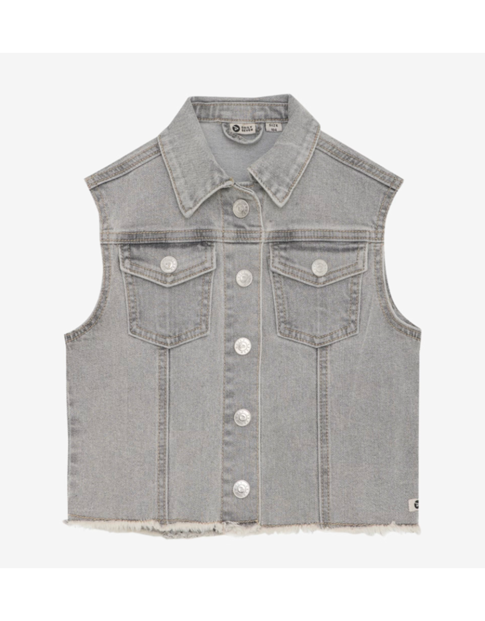 Daily7 Denim Sleeveless Jacket Light Grey Denim Z25