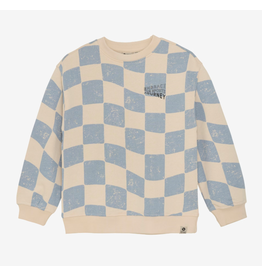 Daily7 Oversized Sweater Check Print Ashley Blue Z25