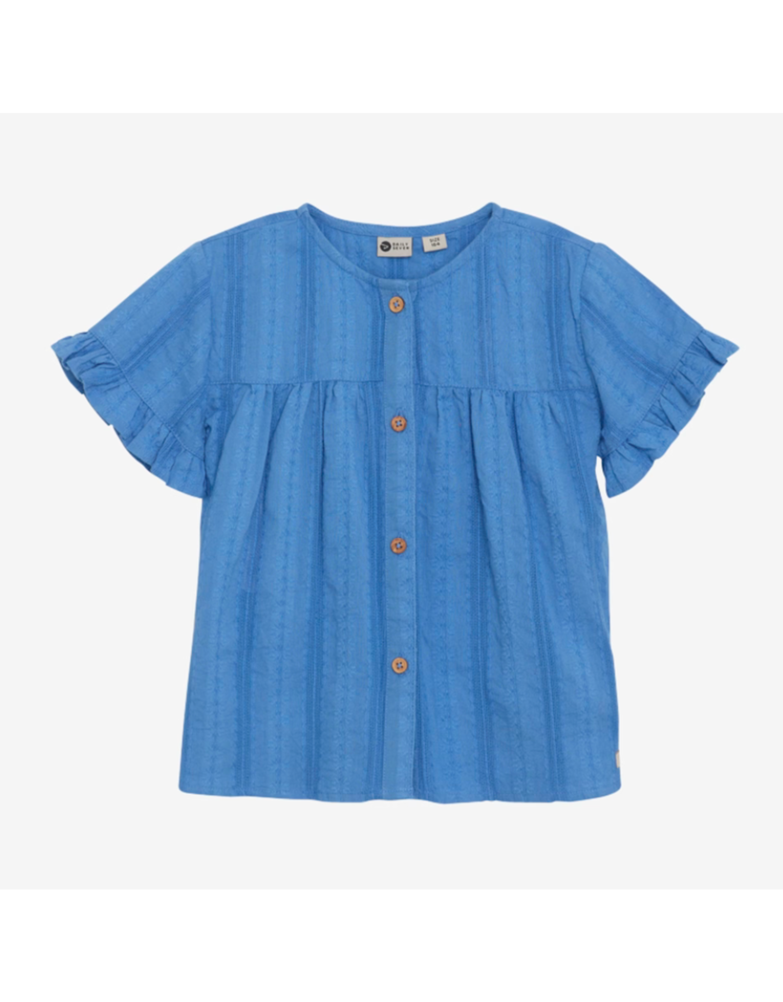 Daily7 Ruffle Shirt Dusty Royal Blue