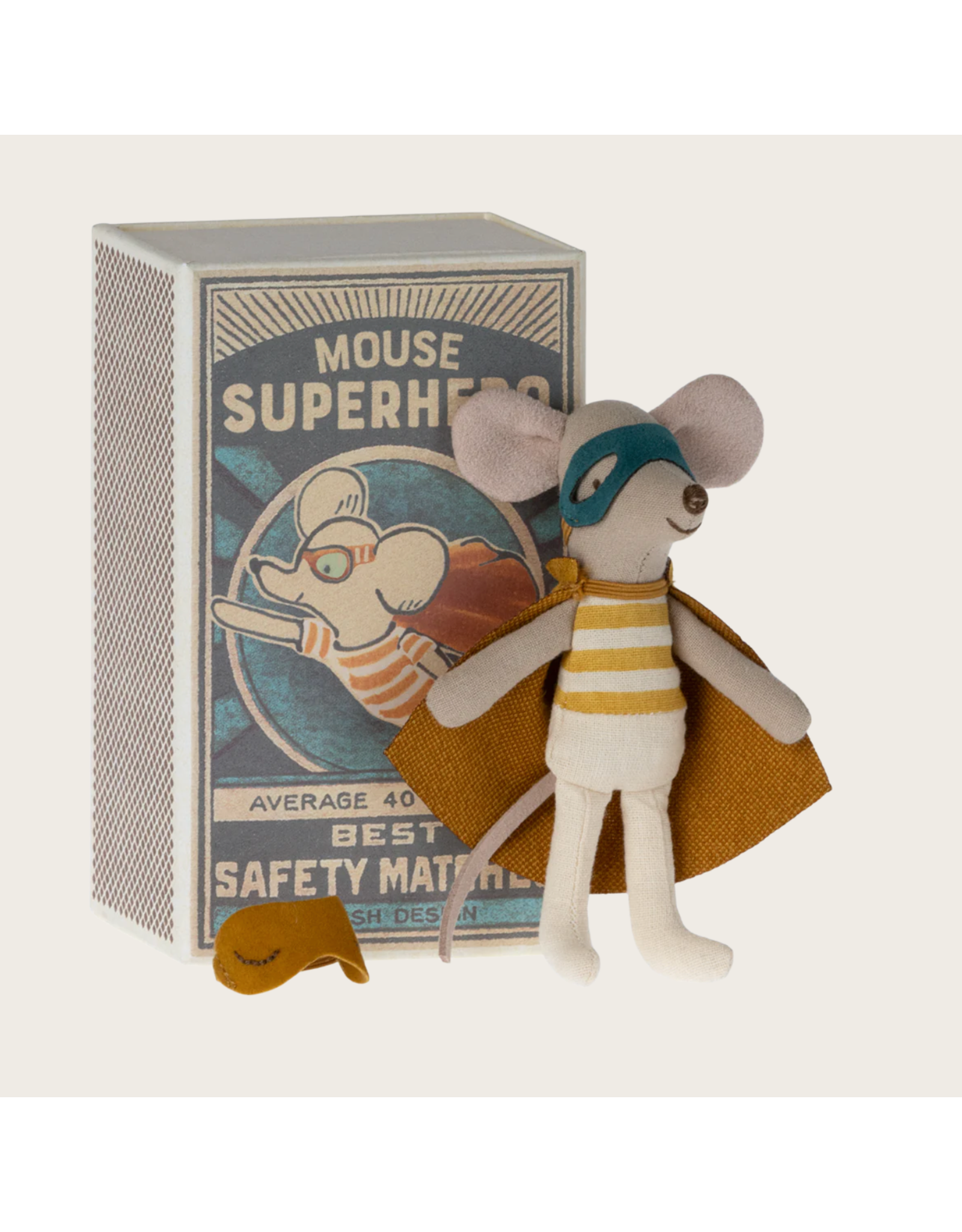 Maileg Super hero mouse, Little brother in matchbox