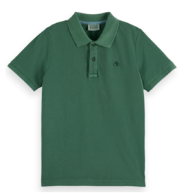 Scotch & Soda Garment-dyed pique polo DARK GREEN