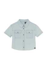 Indian Blue Jeans Bleached Cropped Denim Shirt Bleach Denim Z25