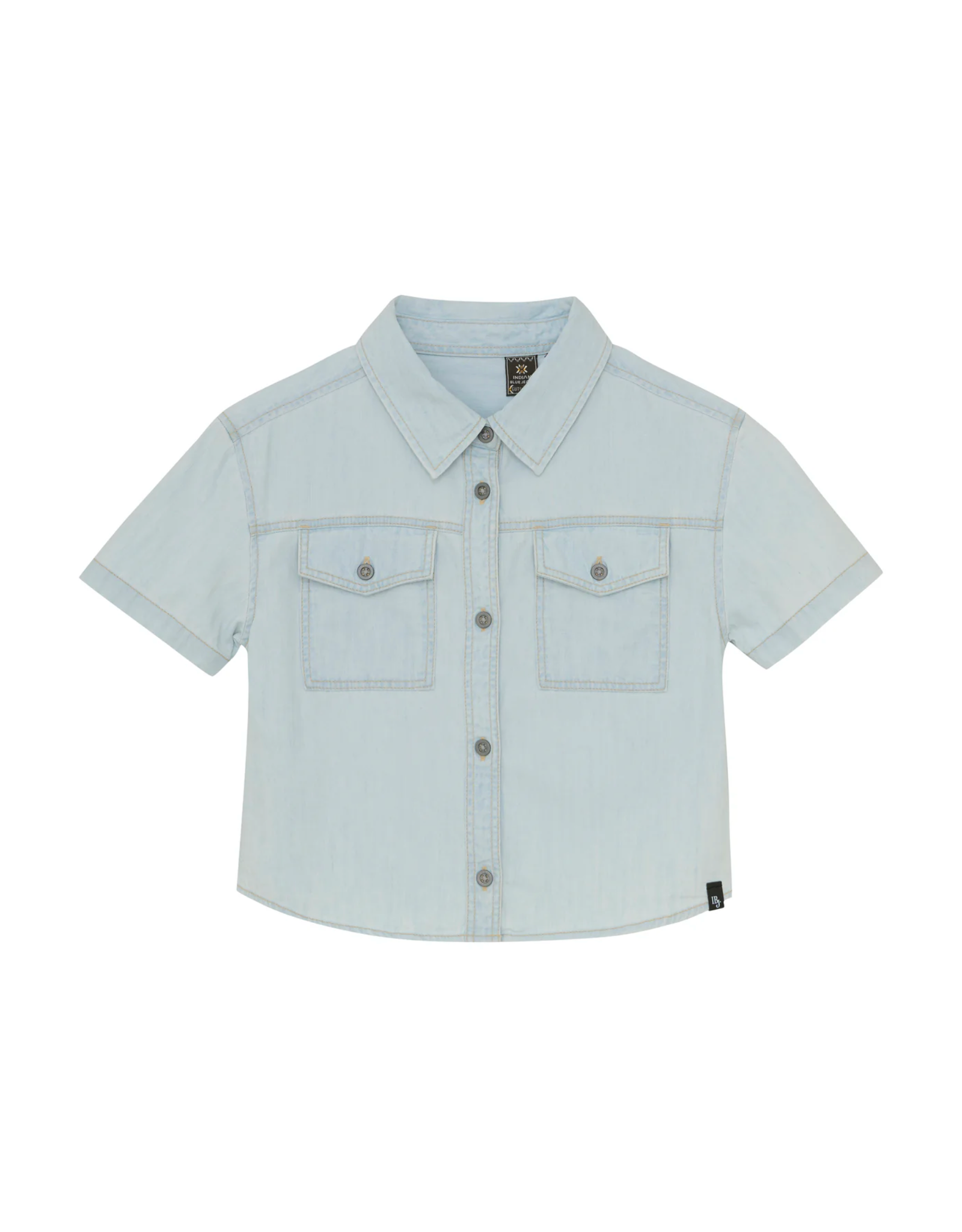 Indian Blue Jeans Bleached Cropped Denim Shirt Bleach Denim Z25