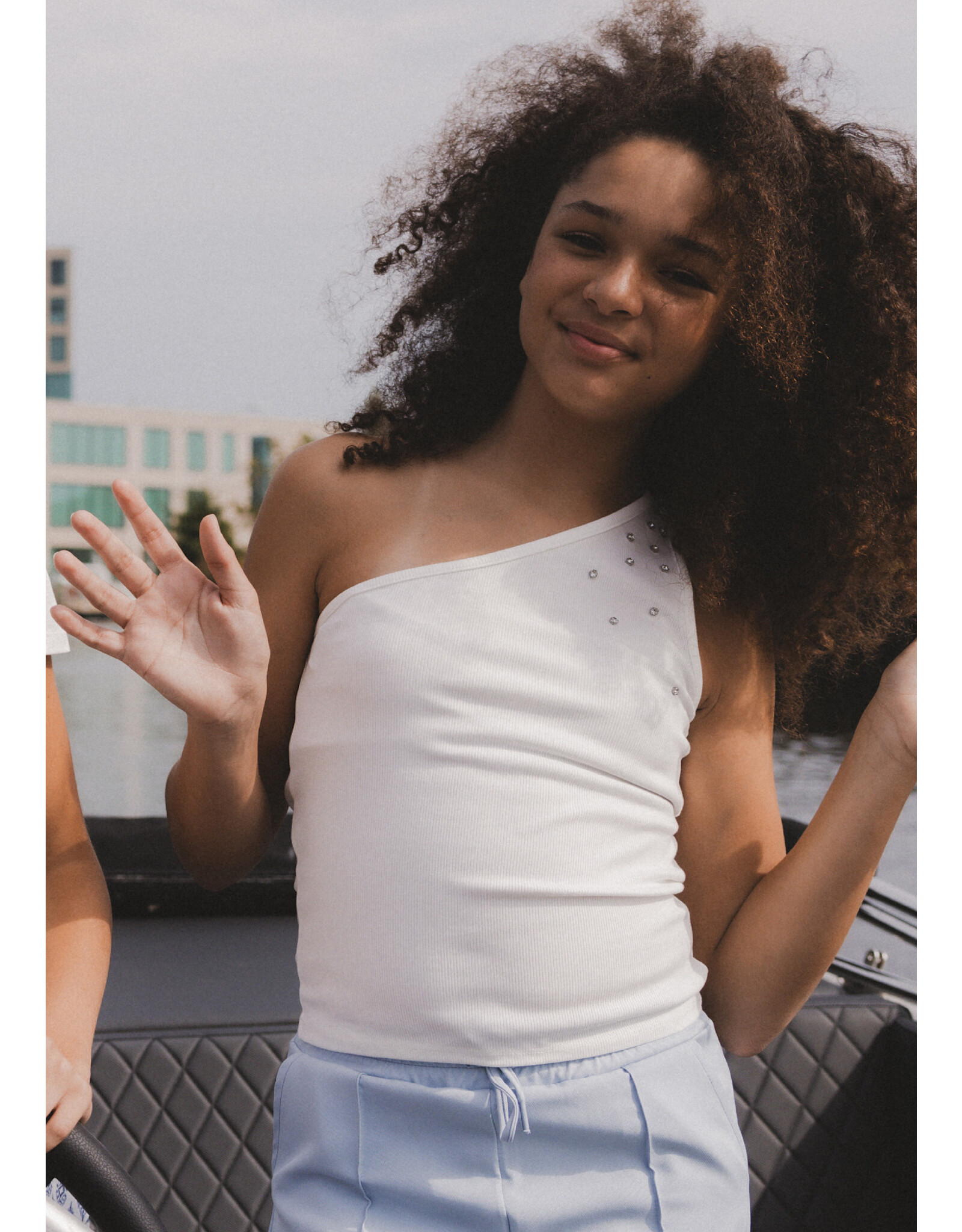 Looxs 10sixteen one shoulder top off white Z25