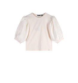 Nobell Kylias Top with crochet puffed sleeves Pearled Ivory