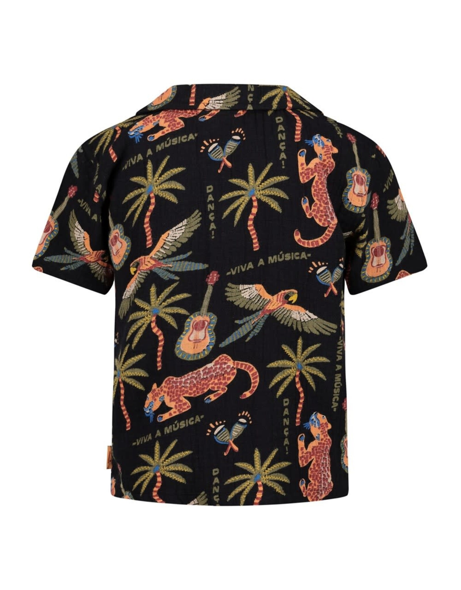 Sturdy Overhemd k/m AOP - Happy Rio Antraciet