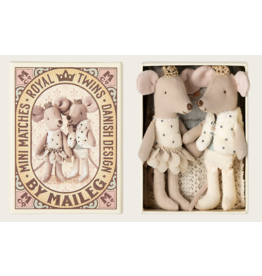 Maileg Royal twin mice Little sister and brother in matchbox