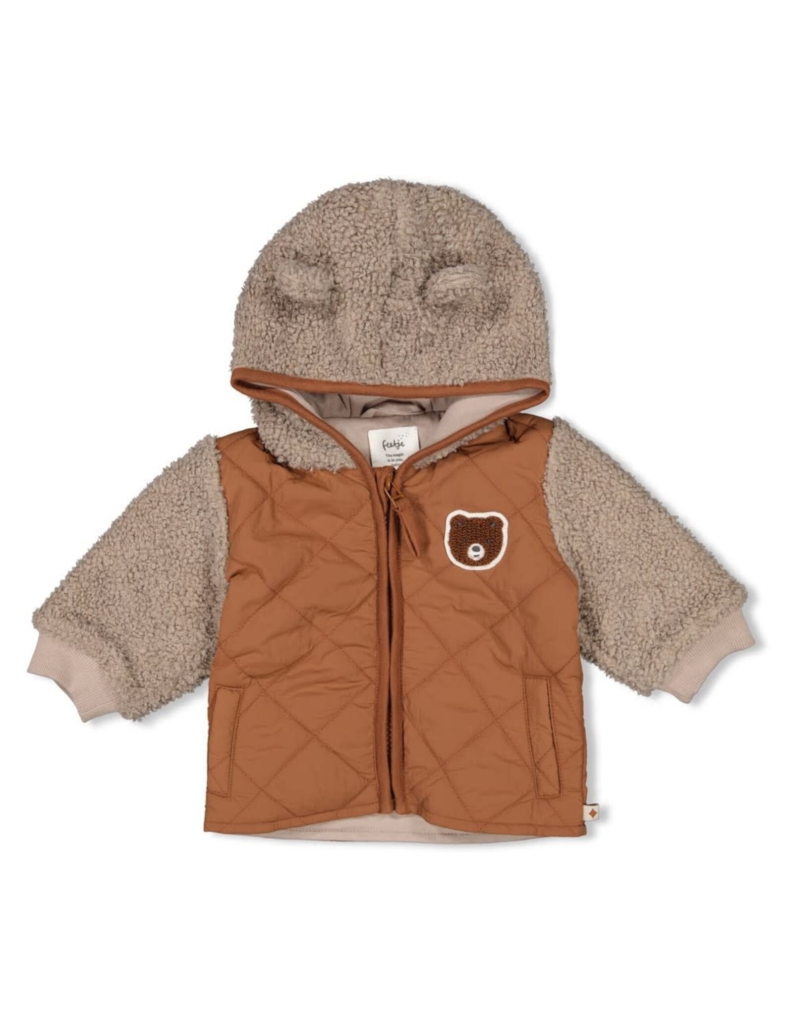 Feetje Bouclé jasje met capuchon - Wild World Bruin