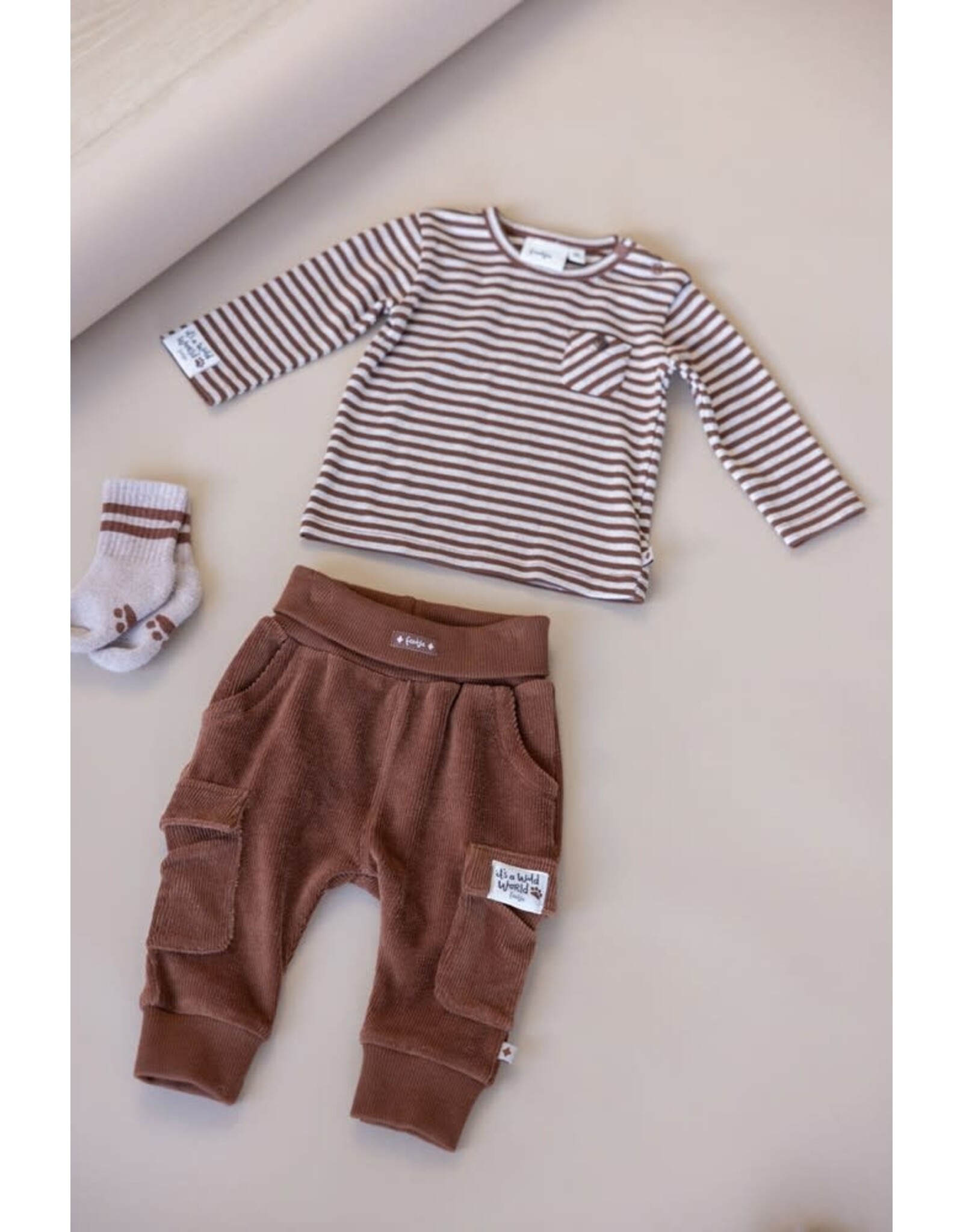 Feetje Longsleeve streep - Wild World Bruin