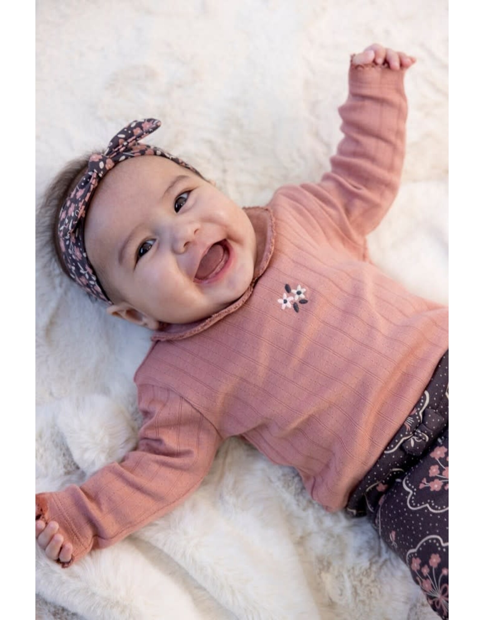 Feetje Longsleeve pointelle rib - Woodland Bloom Mauve