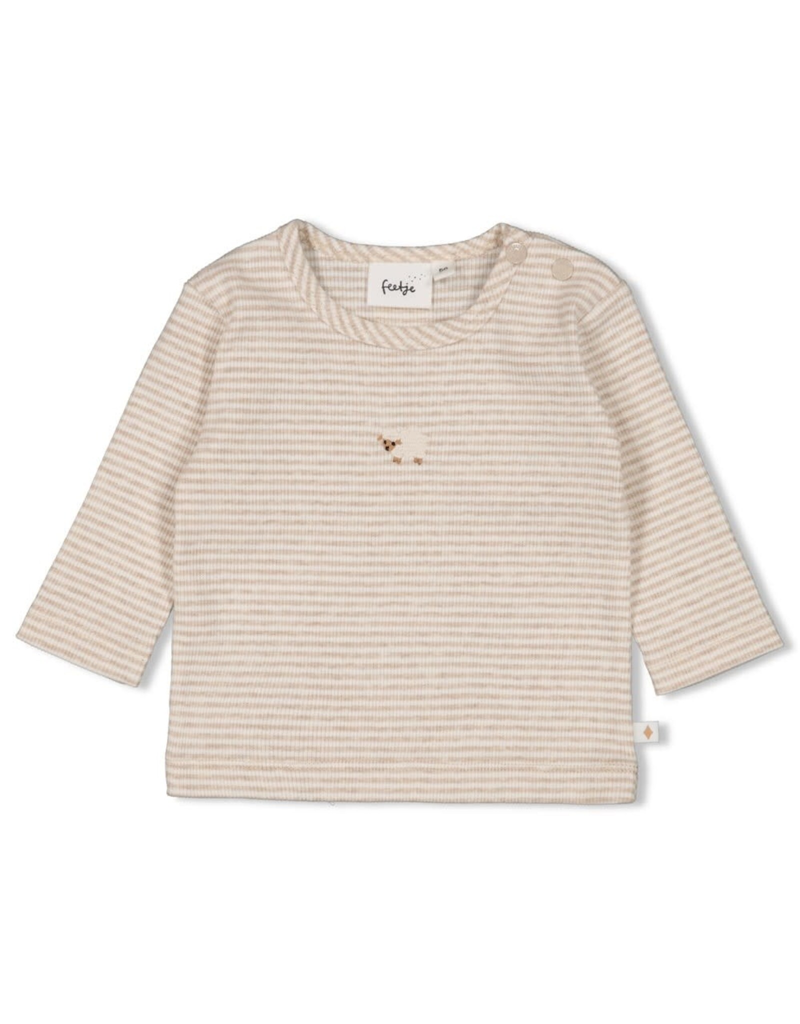 Feetje Longsleeve rib met streep - Sleepy Sheepy Taupe melange