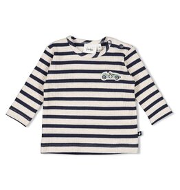 Feetje Longsleeve rib met streep -  Let's Go! Marine