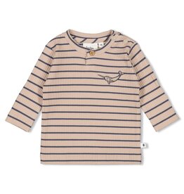Feetje Longsleeve rib met streep - Narwal Taupe