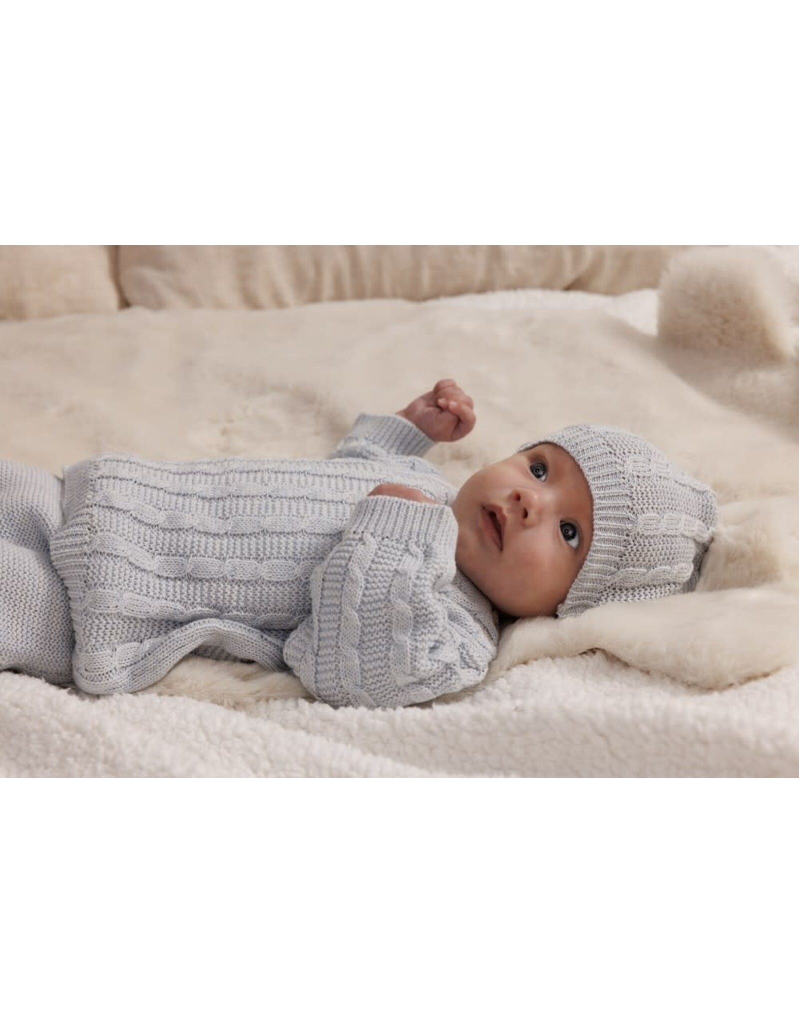 Feetje Mutsje gebreid - The Knits Blauw melange