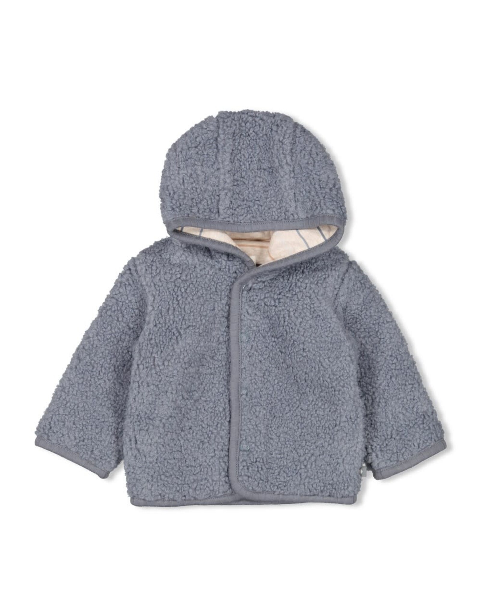 Feetje Bouclé omkeerbaar jasje met capuchon - Howdy Blauw