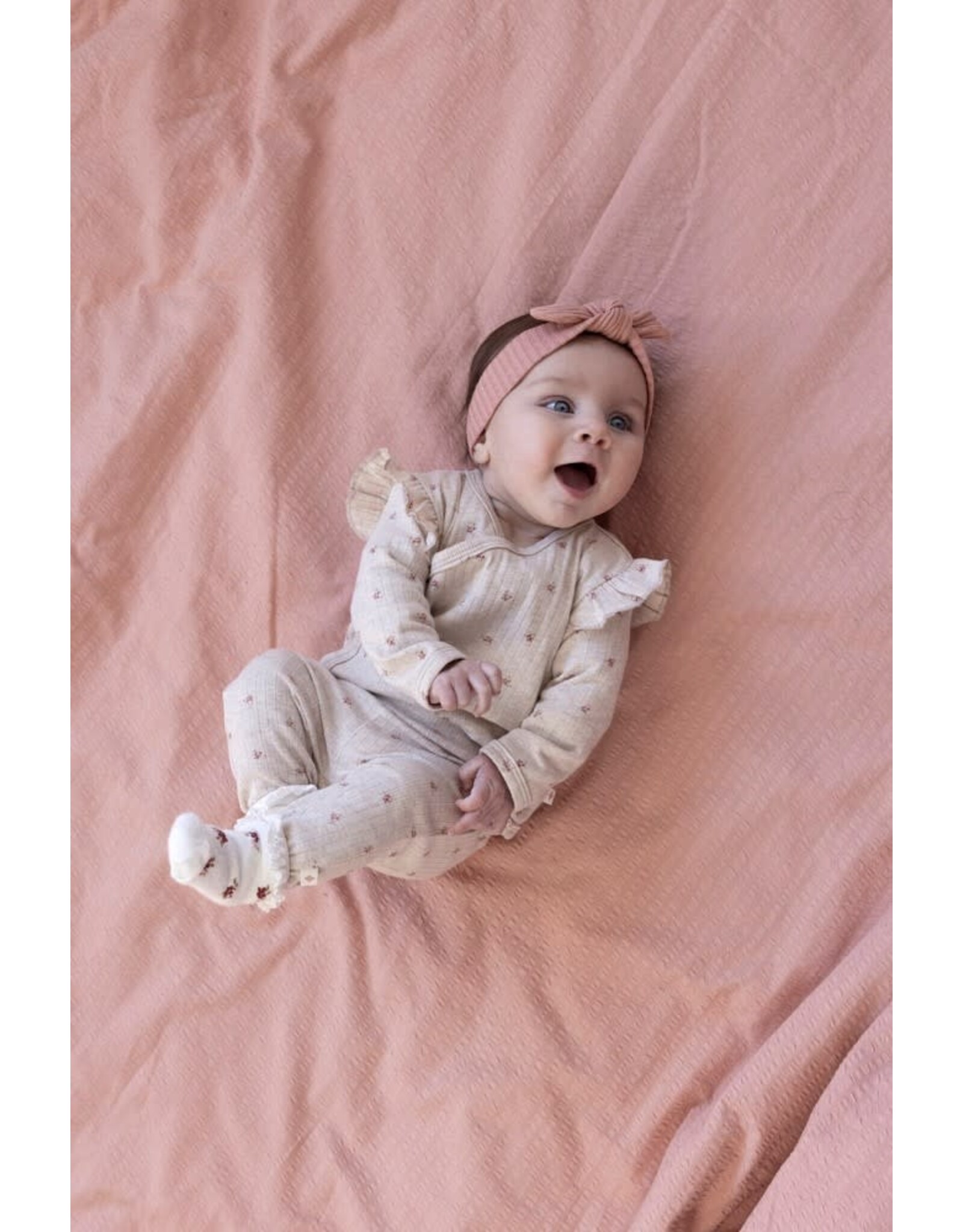 Feetje Broek rib AOP - Morning Sun Taupe melange