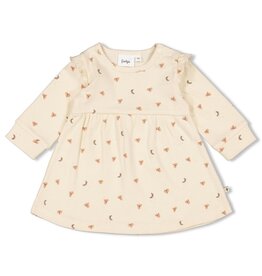Feetje Jurk ruches rib AOP - Dancing In The Moonlight Offwhite