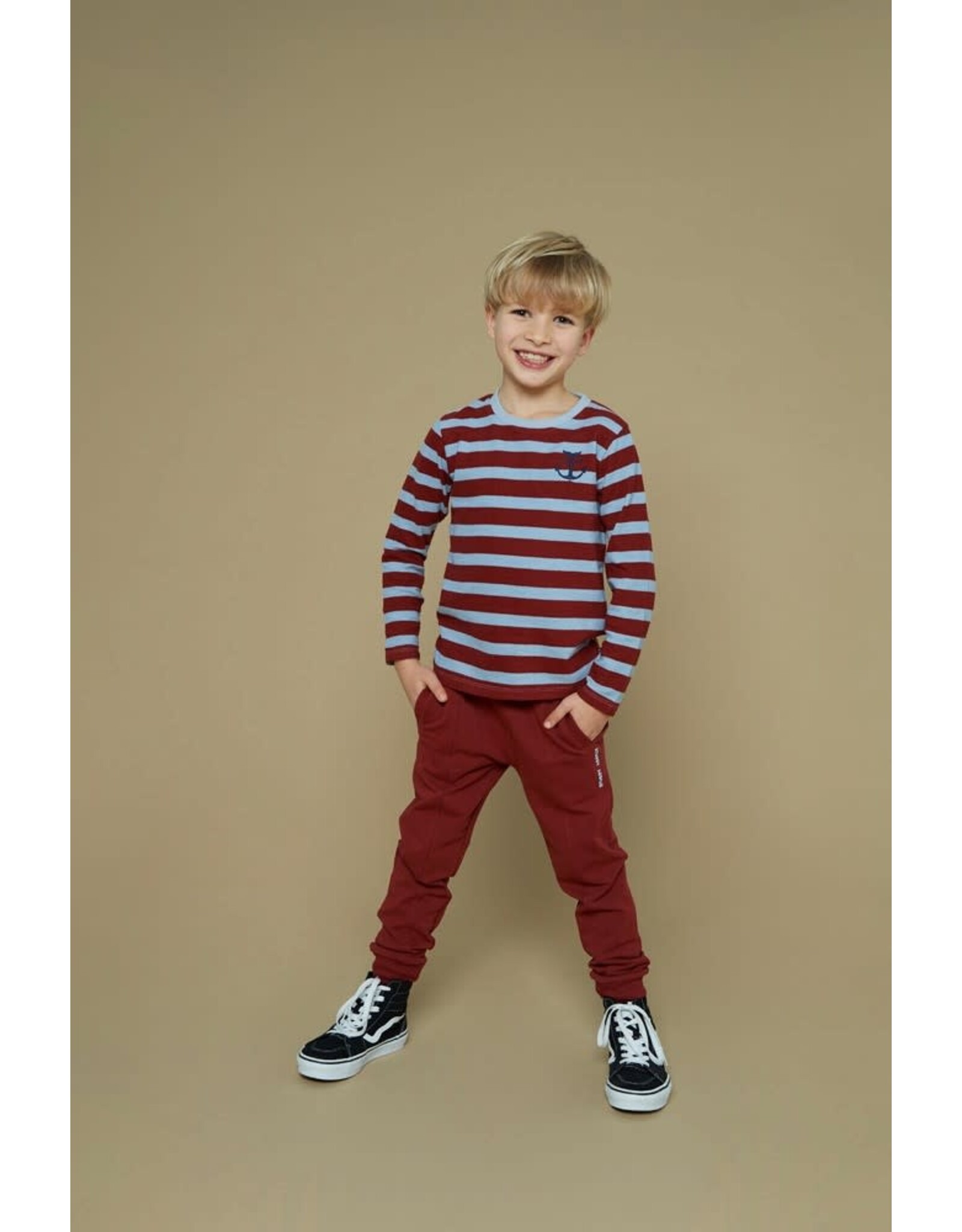 Sturdy Longsleeve rib met streep - Waves and Whales Bordeaux