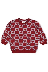 Sturdy Sweater AOP - Waves and Whales Bordeaux