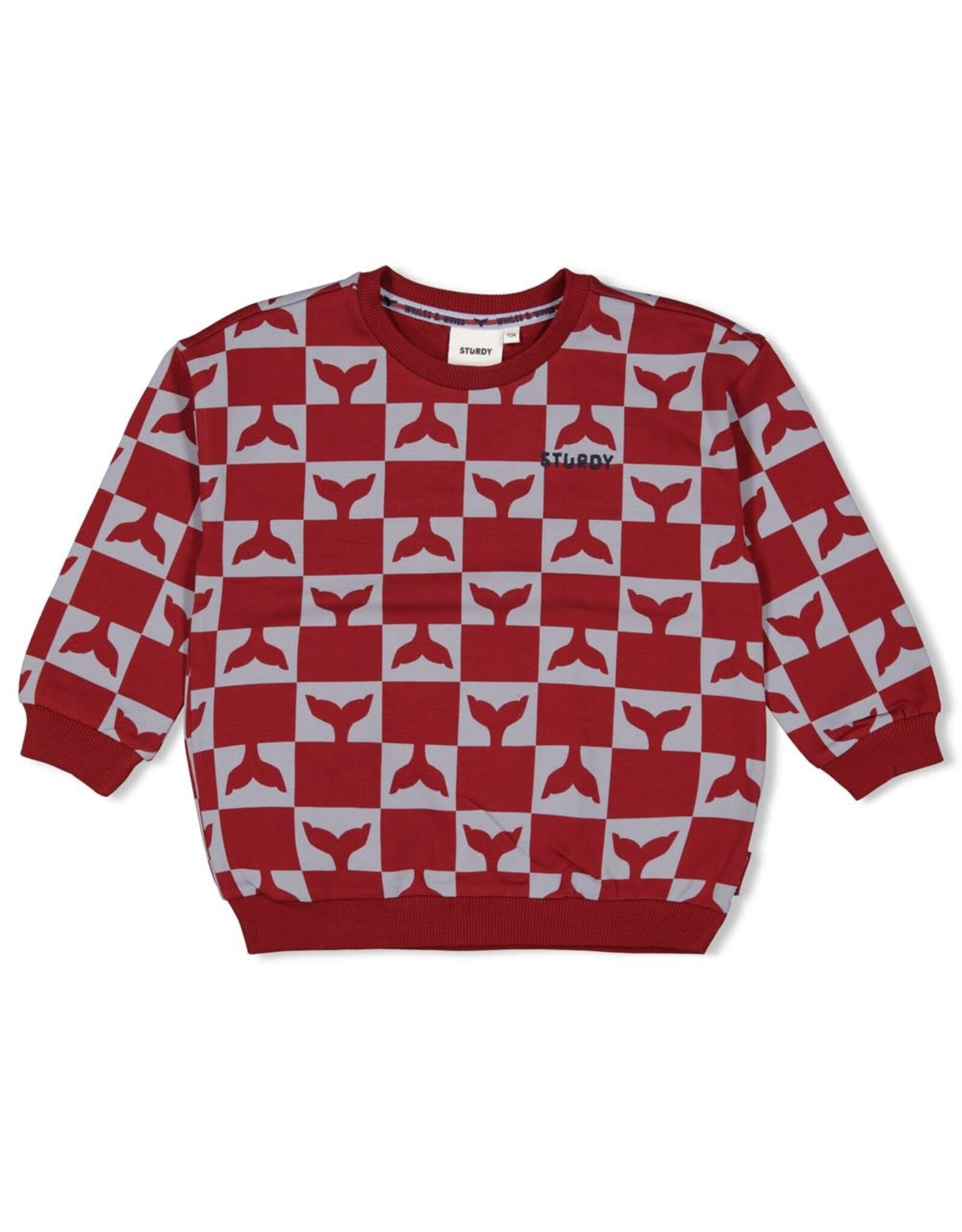 Sturdy Sweater AOP - Waves and Whales Bordeaux