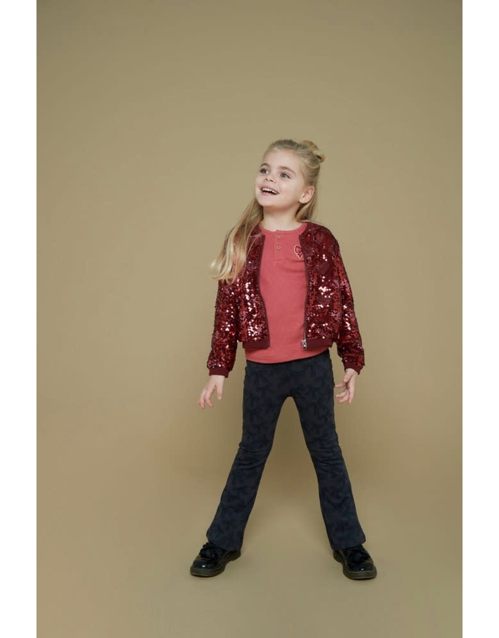 Jubel Flared broek AOP - Queen Of Hearts Antraciet